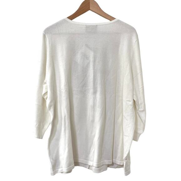 Bob Makie Wearable Art Embroidered Sequin Cardigan Size 2X White Artsy NEW - Picture 2 of 6